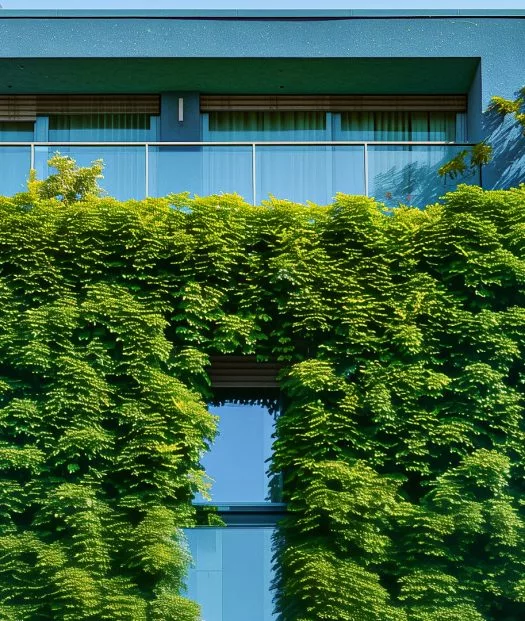 Eine Hecke vor einem Fenster